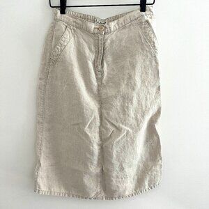 L.L. Bean Tan Linen Skirt Size 4 Petite